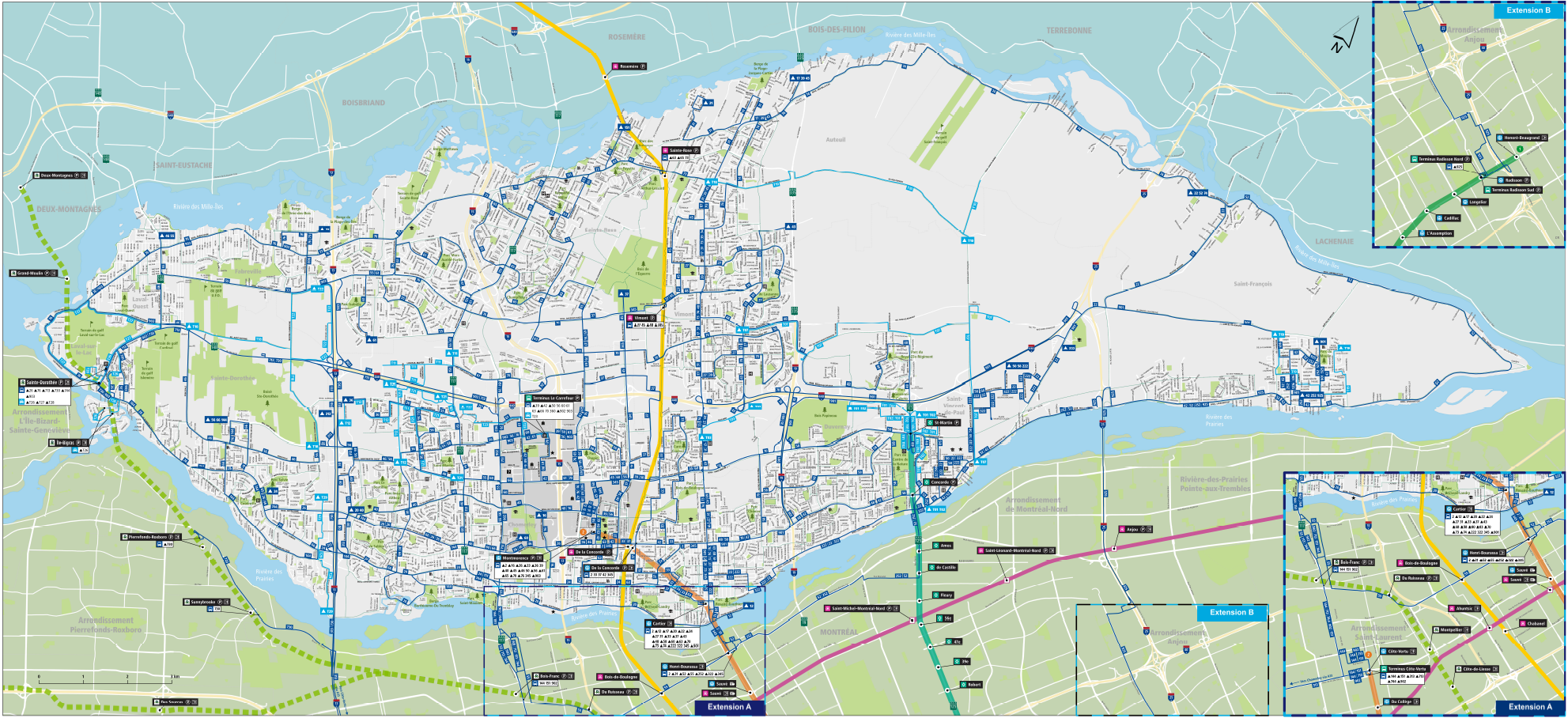 Carte du réseau de la STL