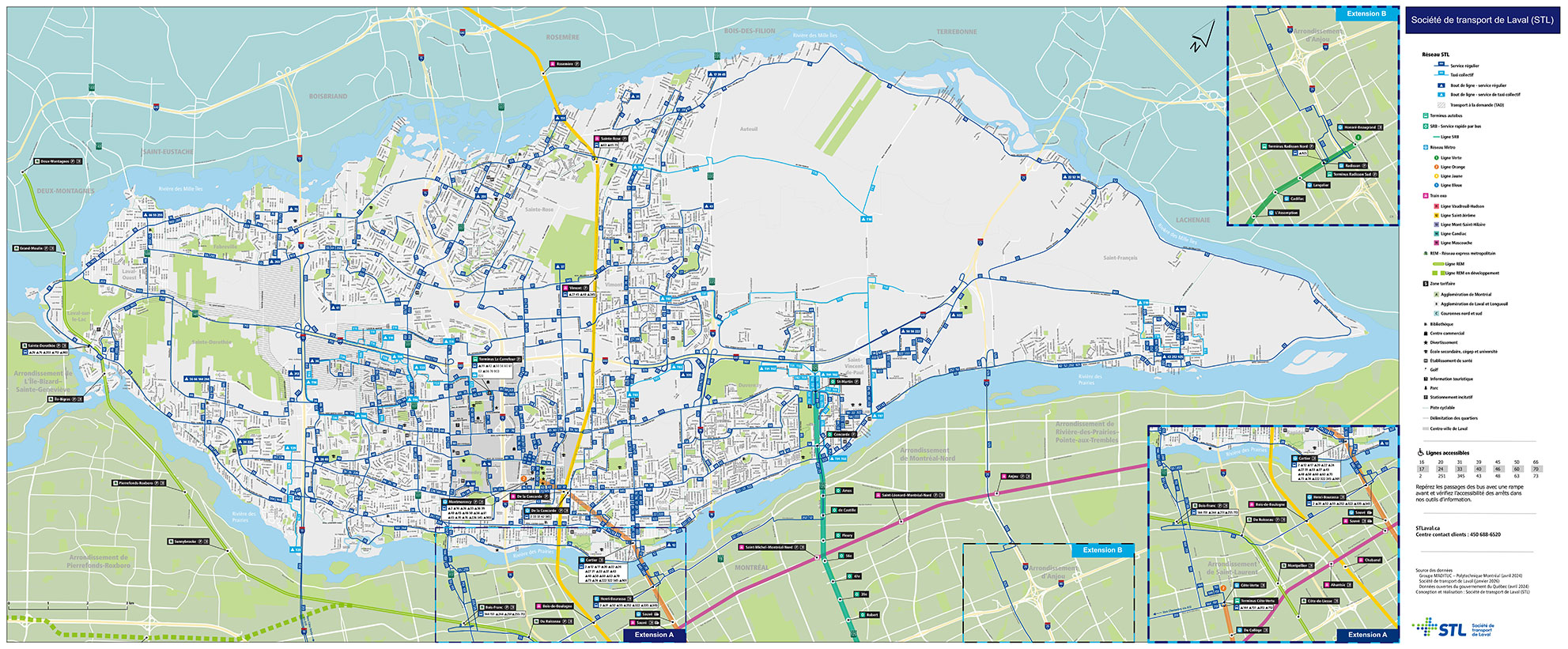 Carte du réseau de la STL