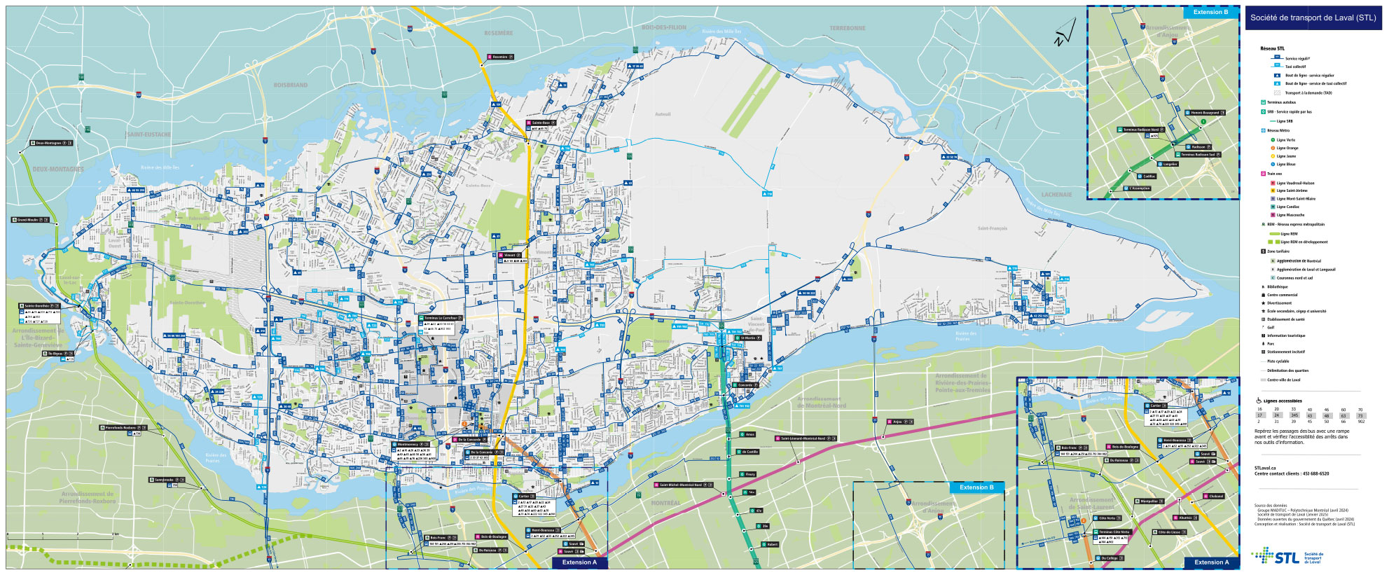 Carte du réseau de la STL