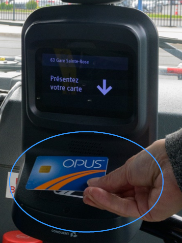 Cible où taper sa carte Opus sur les nouveaux lecteurs