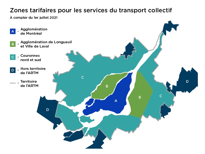 Nouvelles zones tarifaires pour les services du transport collectif