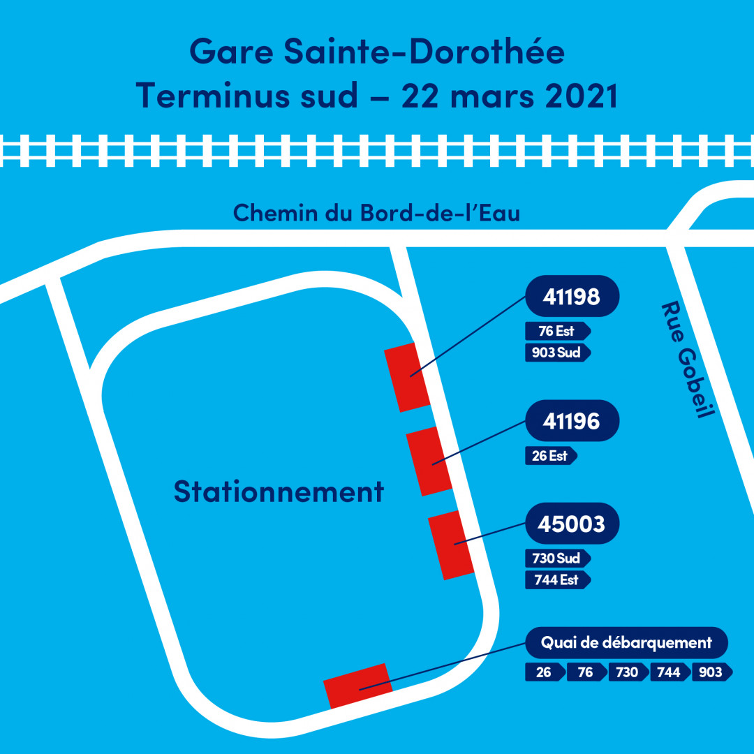 Gare Sainte-Dorothée plan du nouvel emplacement des arrêts durant les travaux
